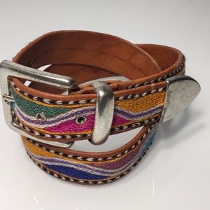 Medium - Vintage Embroidered Leather Belt